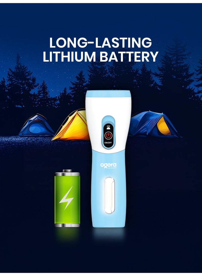 Ogera مصباح يدوي ببطارية ليثيوم LED - مصباح قابل لإعادة الشحن فائق السطوع مع بطارية ليثيوم تدوم طويلاً، مصباح جيب مدمج ومقاوم للماء للتخييم، والمشي، والطوارئ - Image 3